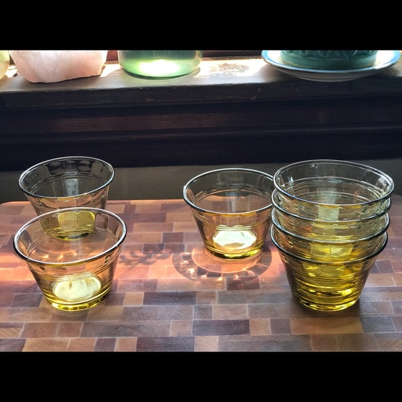 SOLD Vintage Set of 7 ForteCrisa Yellow Custard Cups ๐ - Picture 6 of 9